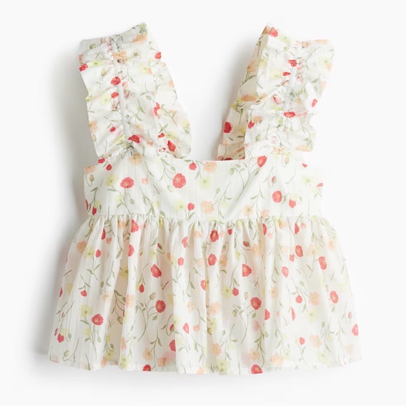 H&M Ruched Sleeveless Peplum Floral Top - Picture 3 of 9